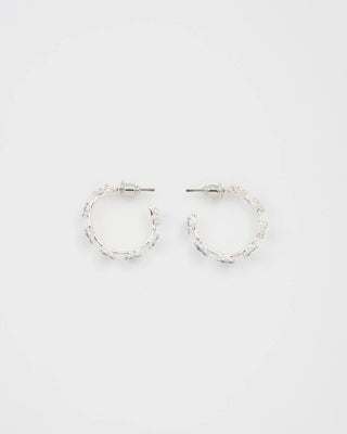 Forget-Me-Not Stud Hoop Earrings Silver