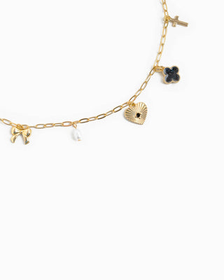 Sunburst Heart Mixed Charm Necklace