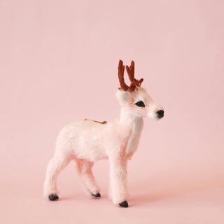 Fur Reindeer Ornament- Peach