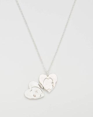 Selene Moon Periwinkle Locket Necklace in Silver
