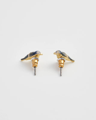 Enamel Blue Tit Stud Earrings