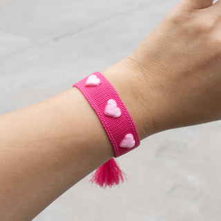 Sweetheart Embroidered Tassel Bracelet