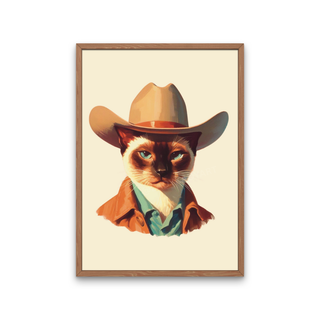 Siamese Cat Cowboy, Western Wall Decor, Meowdy Art, Cat Gift