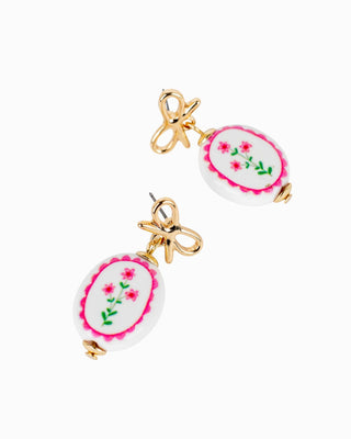 Hand Painted Floral Pink Ceramic Drop Earrings