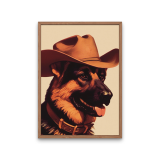 German Shepherd Art Print, Cowboy Dog, Pet Gifts, GSD Art