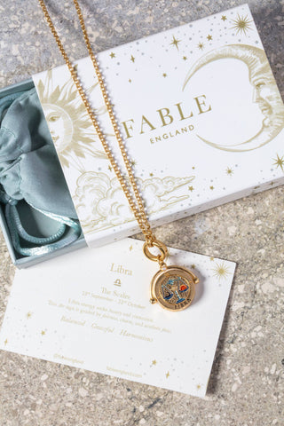 Libra Zodiac Spinner Necklace