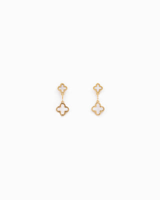 Mother of Pearl Double Clover Drop Earrings