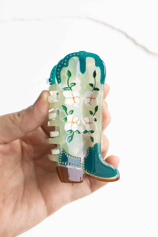 Floral Western Boot Design Featuring Magnolia Blossoms