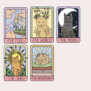 5 Pack Cat Tarot Stickers - The Wilderness Journey Spread