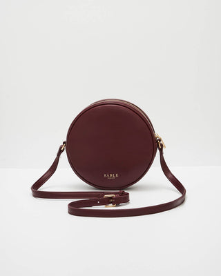 Chloe Owl Embroidered Circle Bag in Burgundy