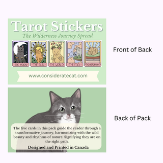 5 Pack Cat Tarot Stickers - The Wilderness Journey Spread