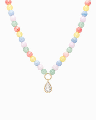 Marble Bead Teardrop Charm Necklace