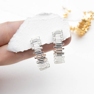 Geometric Link Hoop Earrings