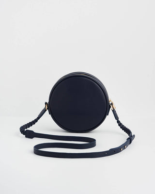 Butterfly Navy Embroidered Circle Bag