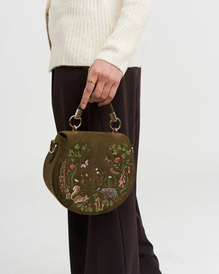 Charlotte Meadow Scene Embroidered Saddle Bag
