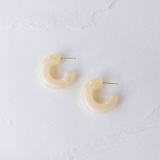 Cream Marble Hoop Earring