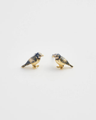 Enamel Blue Tit Stud Earrings