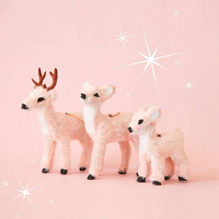 Fur Reindeer Ornament- Peach