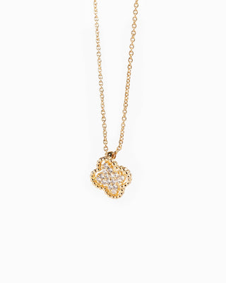 Open Frame CZ Pave Clover Necklace