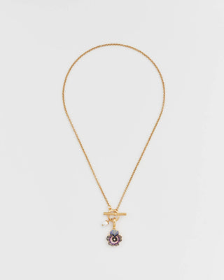 Pansy Pearl Gold Toggle Necklace