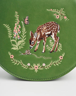 Fawn & Snail Green Embroidered Top Handle Bag