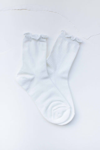 Ruffle Edge Cotton Blend Socks