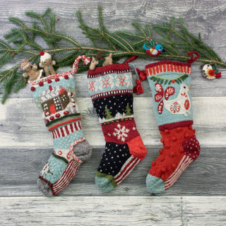 Noel Christmas Stocking – Snowflake & Tree Knit Design