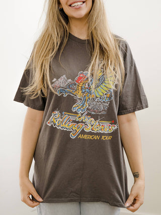Rolling Stones USA Dragon Tour Charcoal Thrifted Graphic Tee