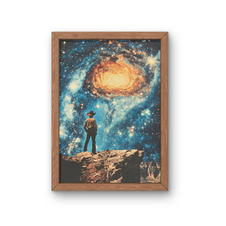 Cosmic Cowboy Art Print: Retro Western Space Decor