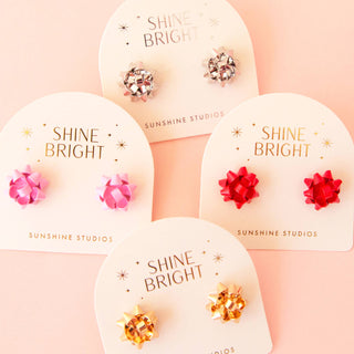 Holiday Bow Earrings | Single | Red