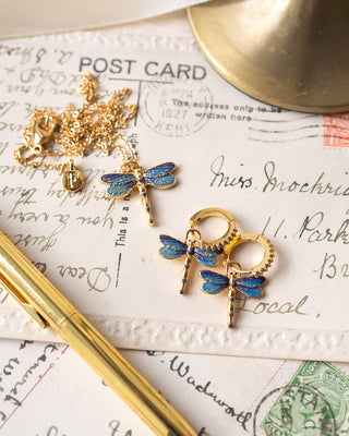 Dragonfly Charm Huggie Earrings