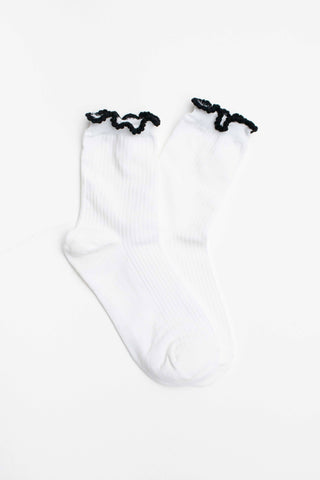 Ruffle Edge Cotton Blend Socks