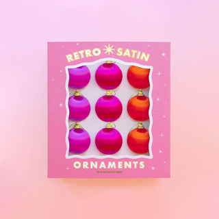 Retro Satin Ornaments | Set of 9 | Mini