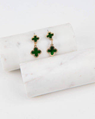 Mother of Pearl Double Clover Drop Earrings