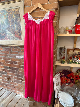 Vintage 60s Fuchsia Long Night Dress