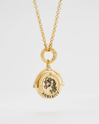 Aquarius Zodiac Spinner Necklace