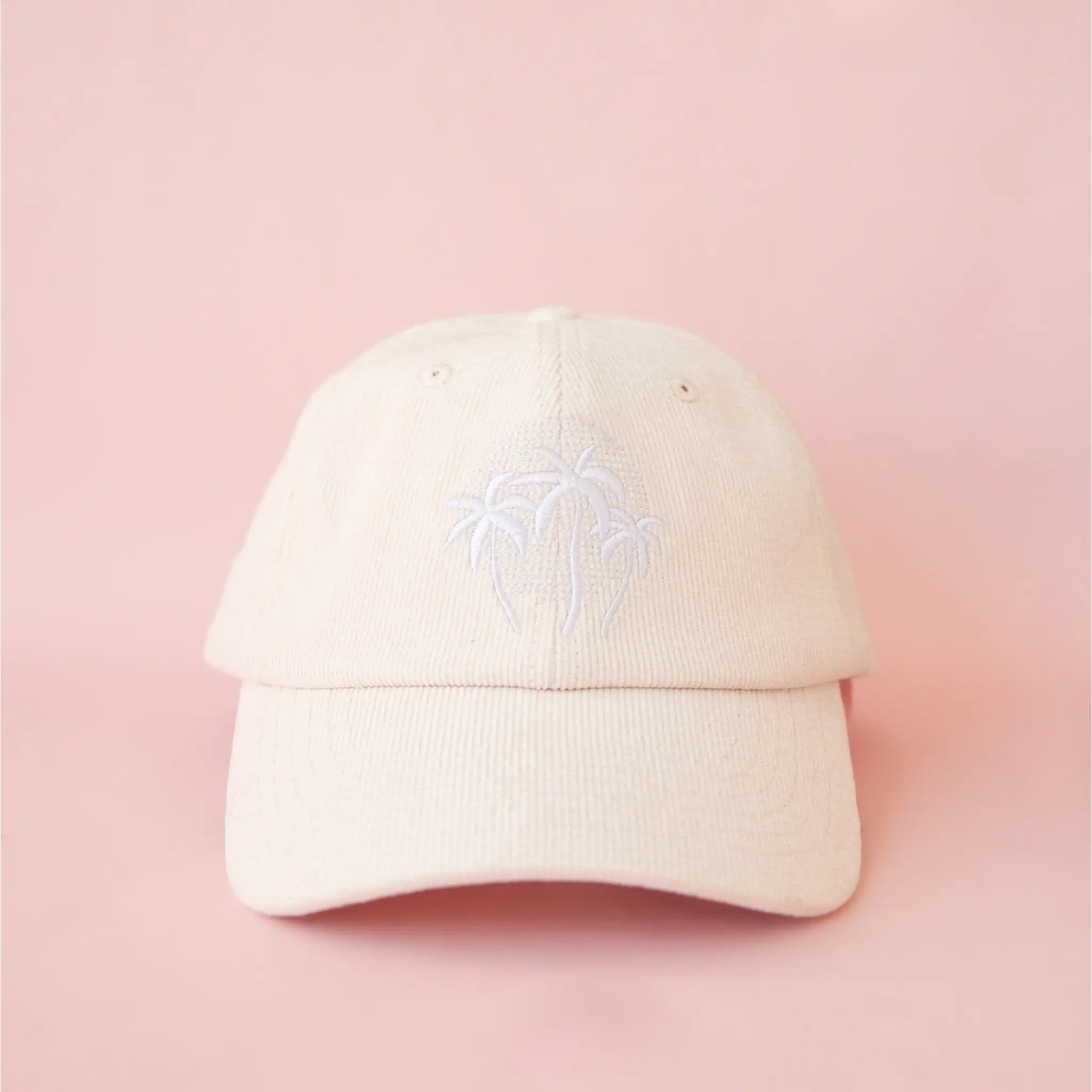 Palm Sunset Baseball Hat Ivory (Corduroy Dad Cap) - Main Image