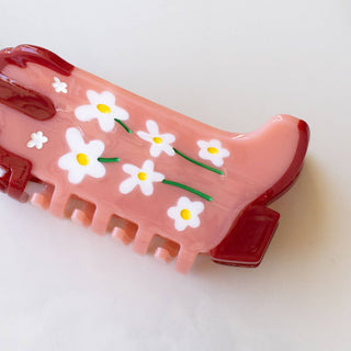 Eco Daisy Flower Cowboy Boots Hair Claw Clip