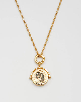 Aquarius Zodiac Spinner Necklace