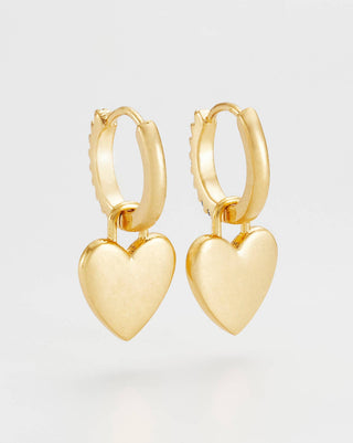 Augury Eye Heart Charm Huggie Earrings