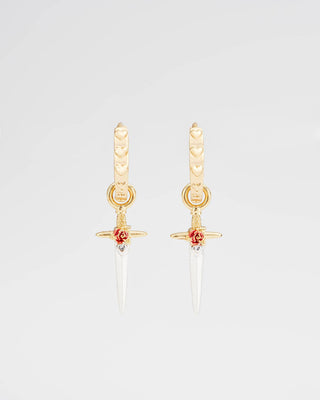 Rose Dagger Huggie Earrings