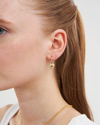 Augury Eye Heart Charm Huggie Earrings