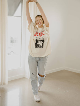 ACDC High Voltage Sketch Off White Thrifted Graphic Tee