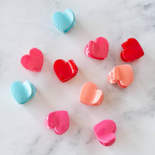 Glossy Candy Hearts Hair Clip Set