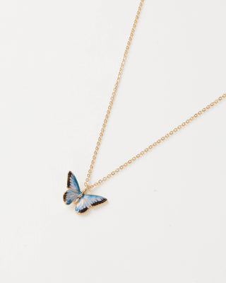 Enamel Blue Butterfly Short Necklace
