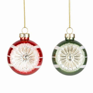 2 Asst'd reflector ball orns,grn/red,wht band