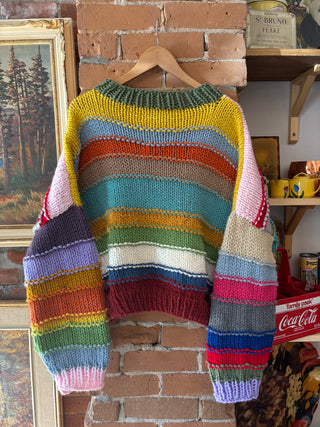 Handknit Rainbow Stripe Sweater