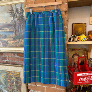 Vintage Blue Green Plaid Skirt