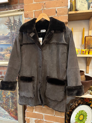 Bagatelle Sherpa Suede Dark Brown Coat