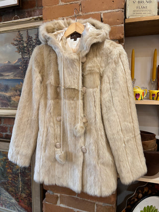 Vintage Jessica Faux Fur Coat with Hood